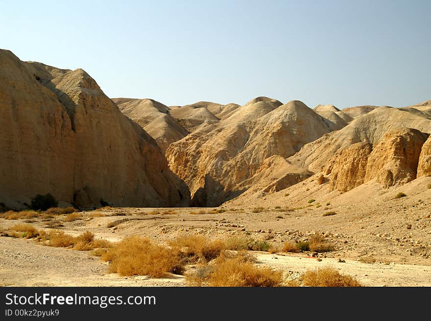 Hiking in Arava desert, Israel, stones and sky. Hiking in Arava desert, Israel, stones and sky