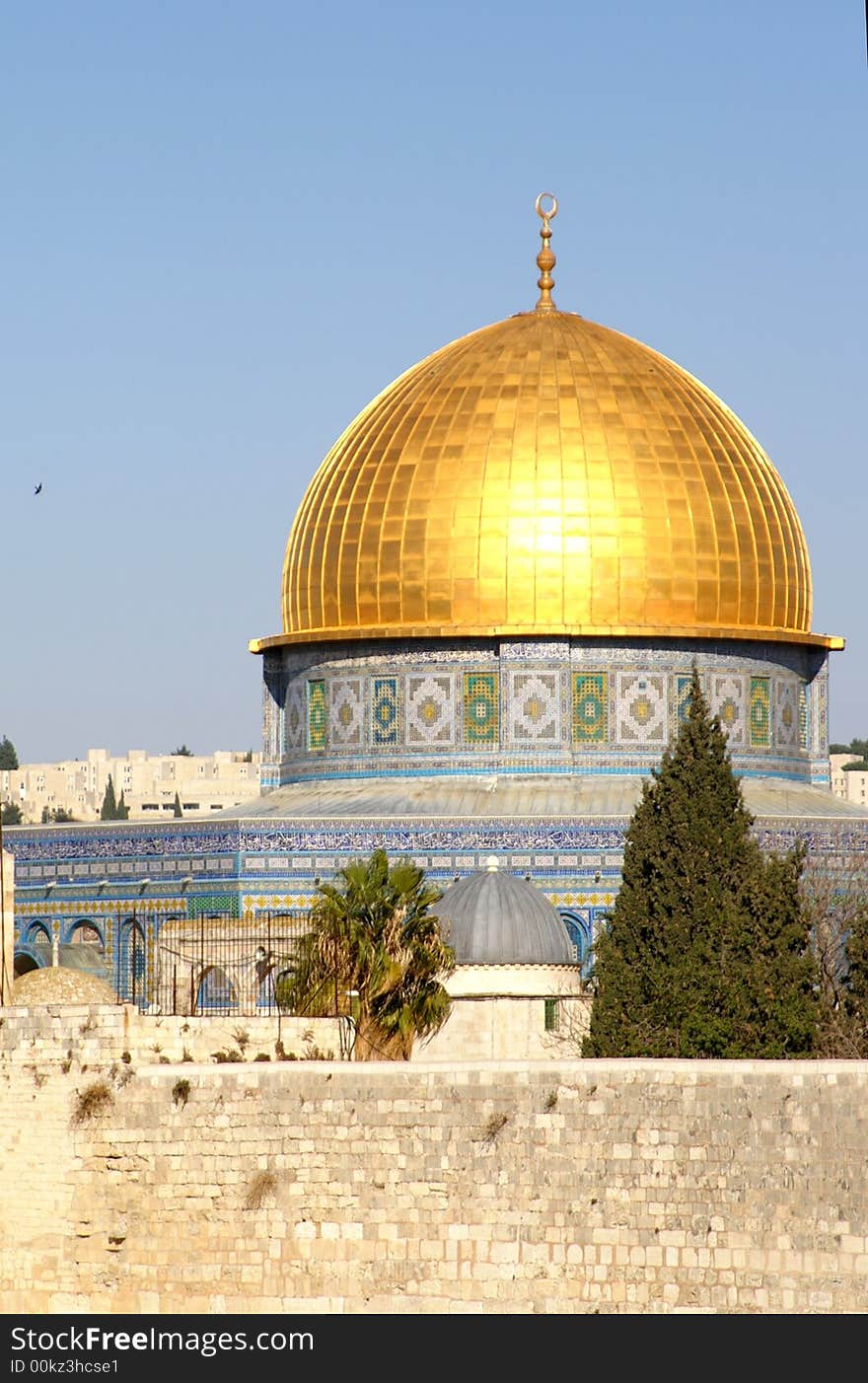 Gold Dome of the rock (The Mosque of Omar ) in Jerusalem holy old city