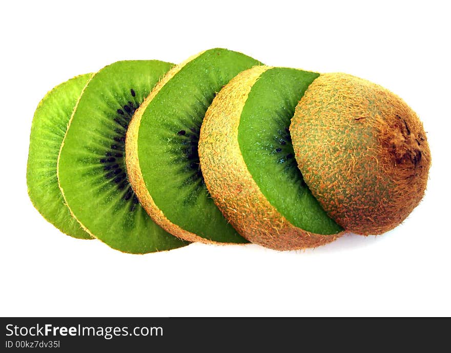 Pieces of kiwi isolated on white background