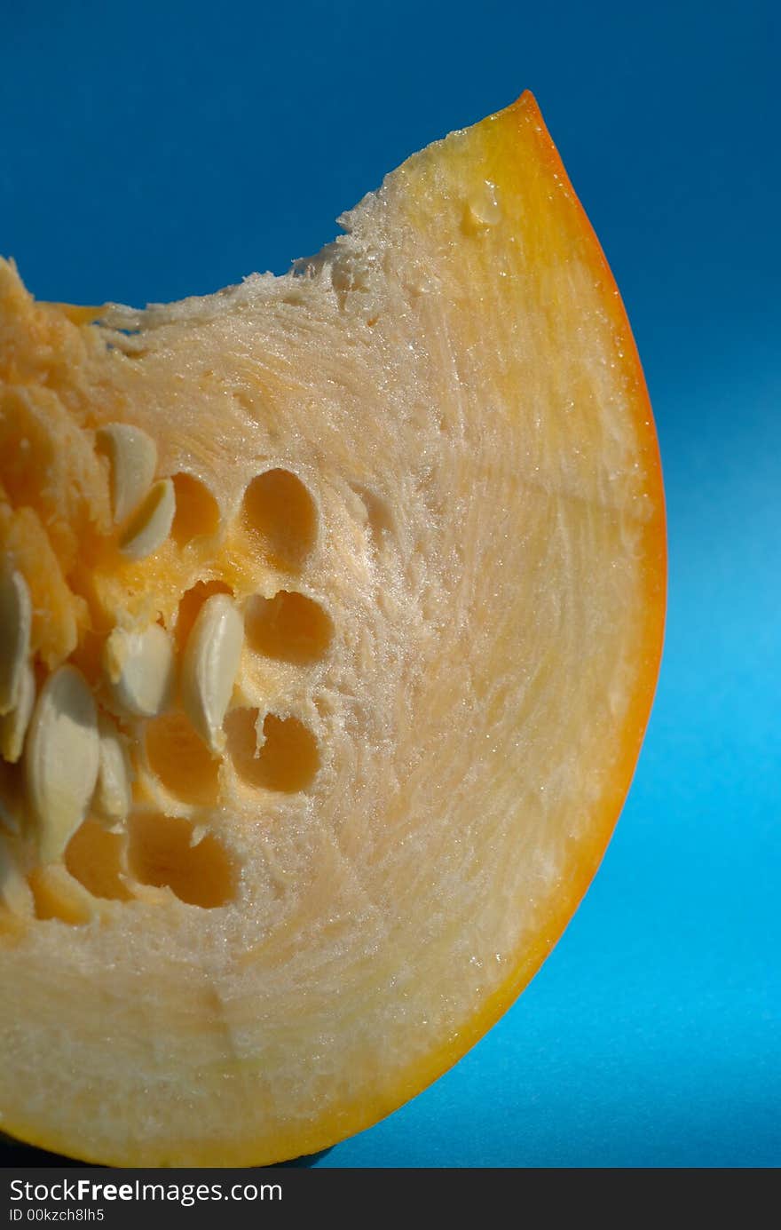 Close up of a slice of pumpkin.