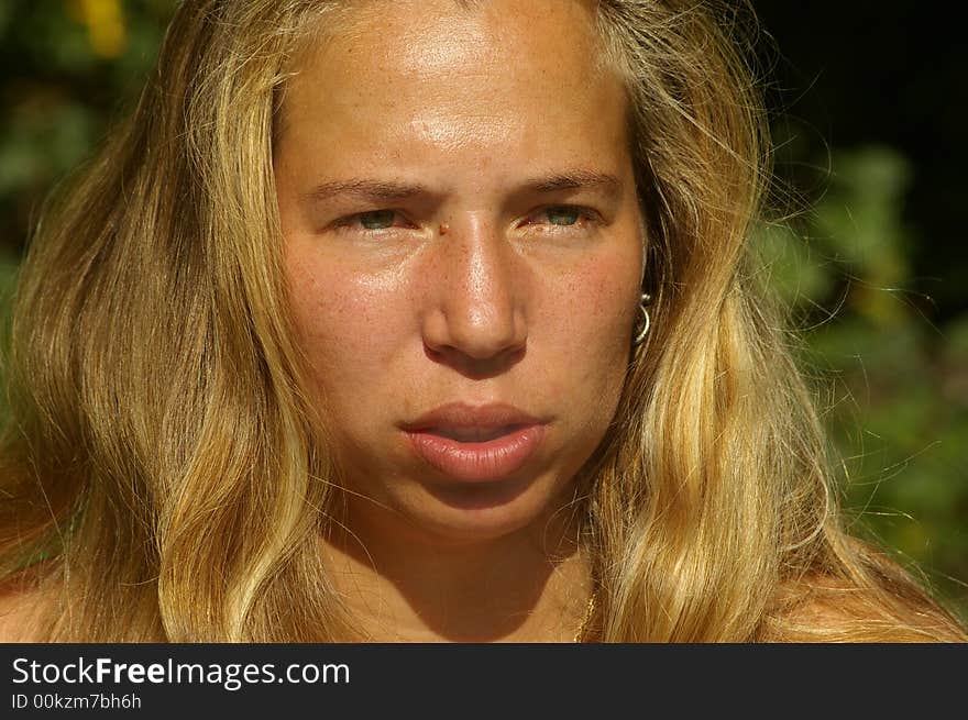 Portrait of a young and thinking woman. Portrait of a young and thinking woman