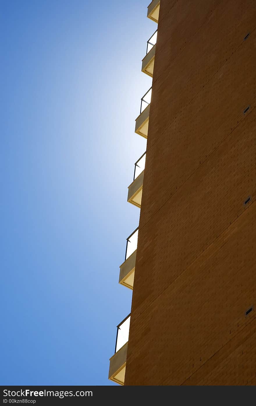 Backlit verandas in a tall building. Backlit verandas in a tall building