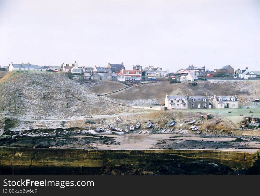 Houses by the sea in Aberdeenshire, Scotland. Houses by the sea in Aberdeenshire, Scotland