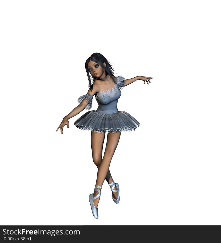 Isolated dancer girl on white background - illustration