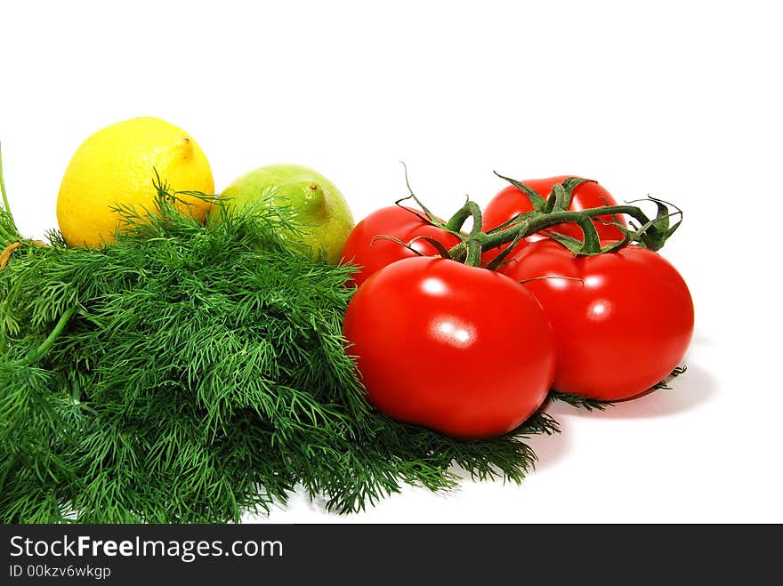 Close-up of tomatoes, lemons, and anise. Close-up of tomatoes, lemons, and anise