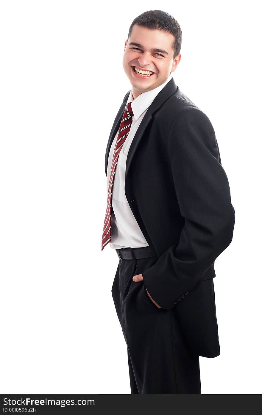 Handsome Businessman in black outfit shot in studio isolated on white