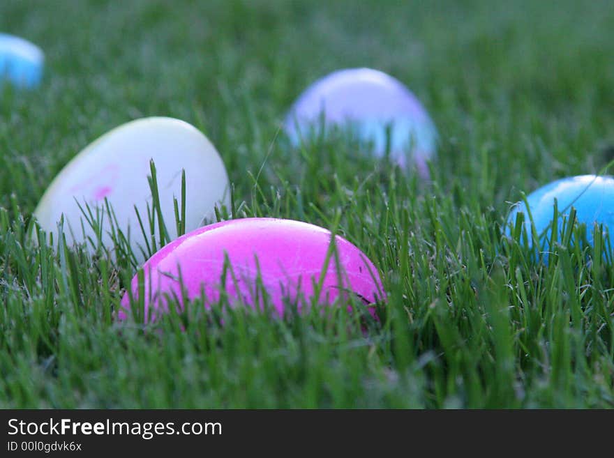 Easter eggs in the grass