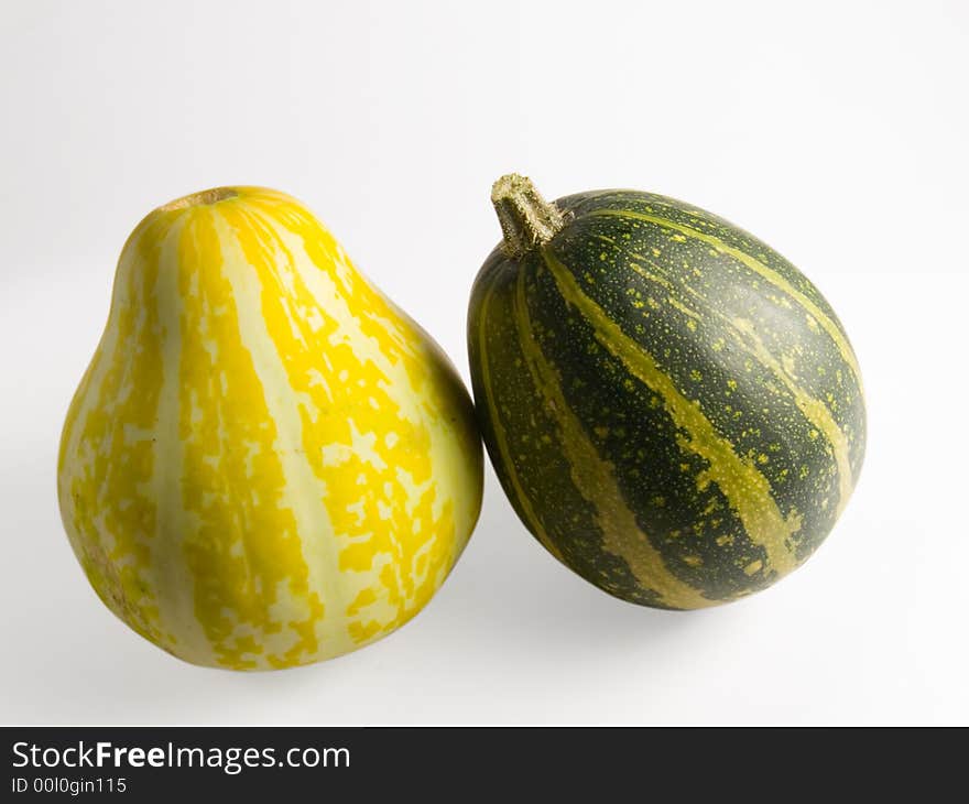 Two decorative pumpkins