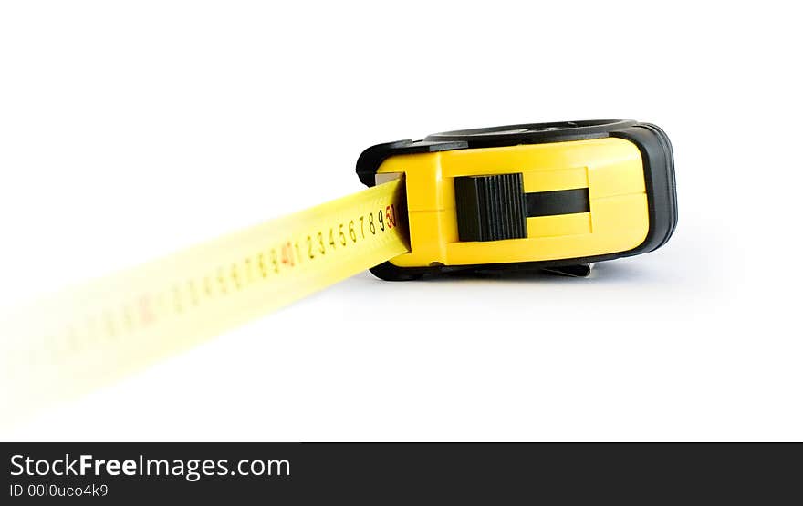 Yellow steel roulette on white background. Yellow steel roulette on white background