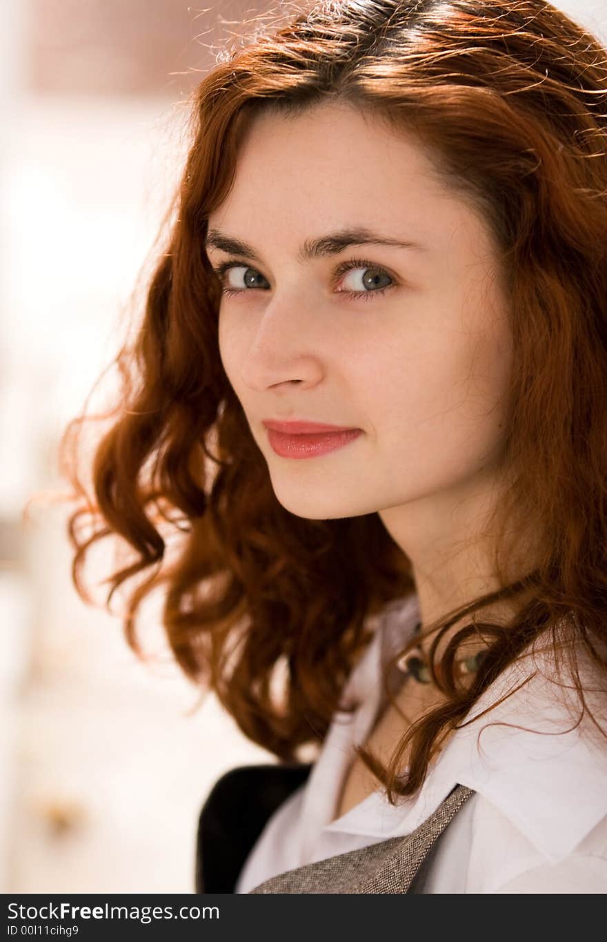 Smiling Redhair Girl Portrait