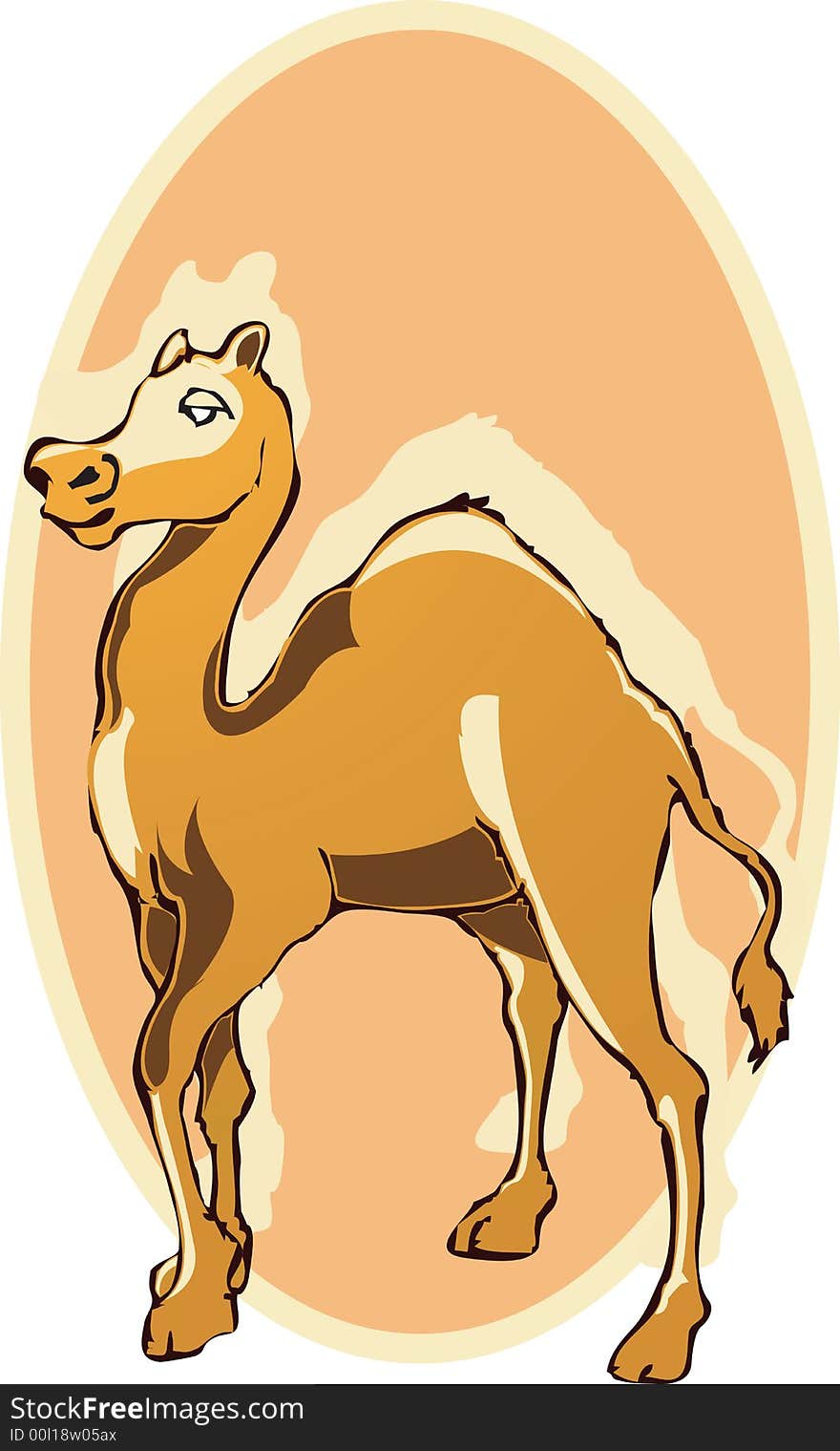 Illustration of a camel  on orange back ground