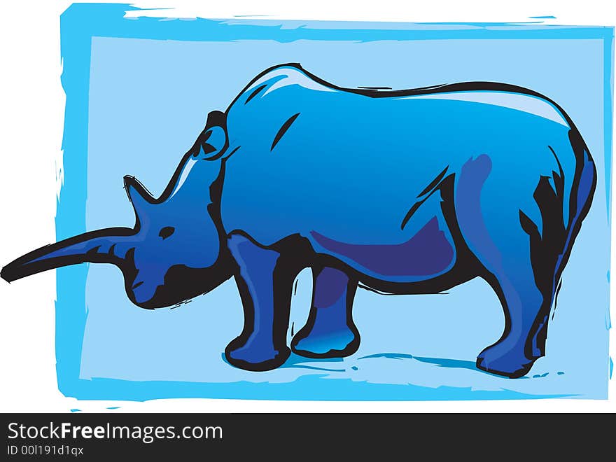 Rhinoceros on blue back ground