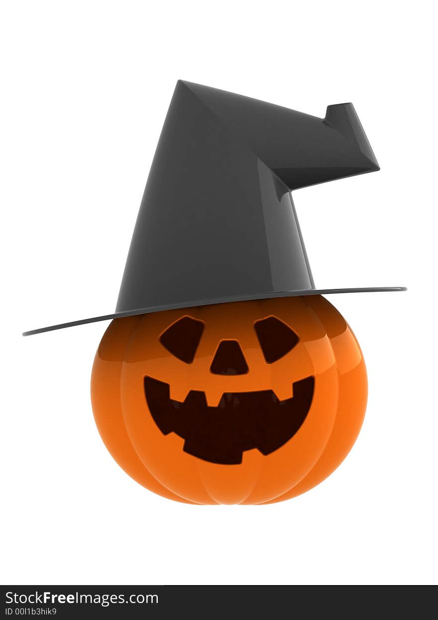 Isolated orange pumpkin with hat. Isolated orange pumpkin with hat.