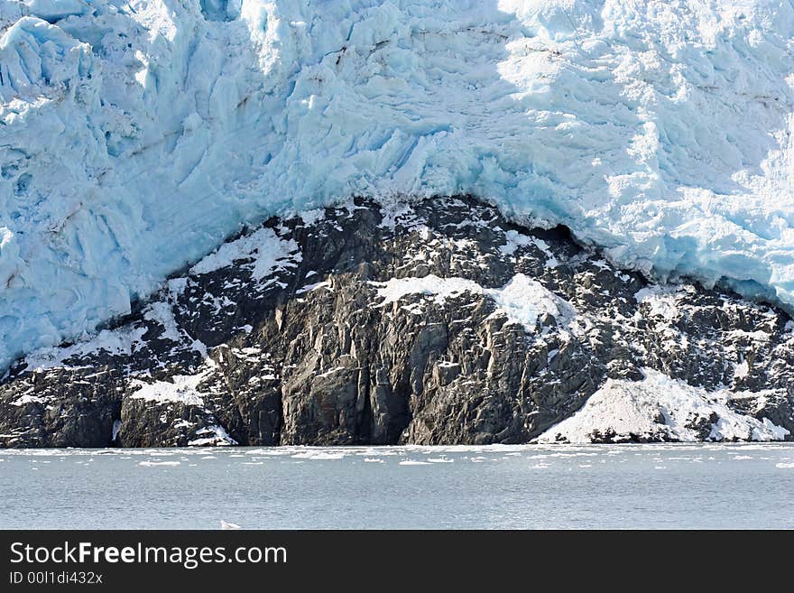 Glacier at its end reaching the sea. Glacier at its end reaching the sea.