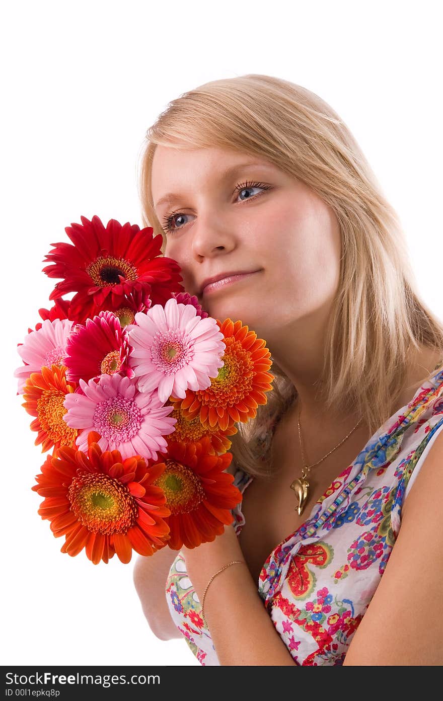 The blonde with flowers