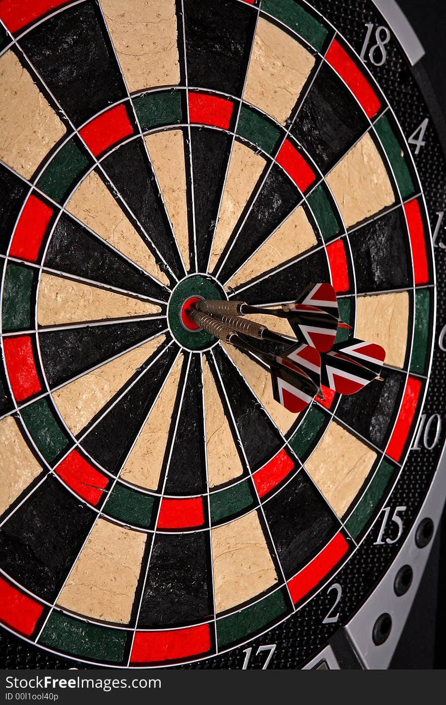 Three darts in a dartboard