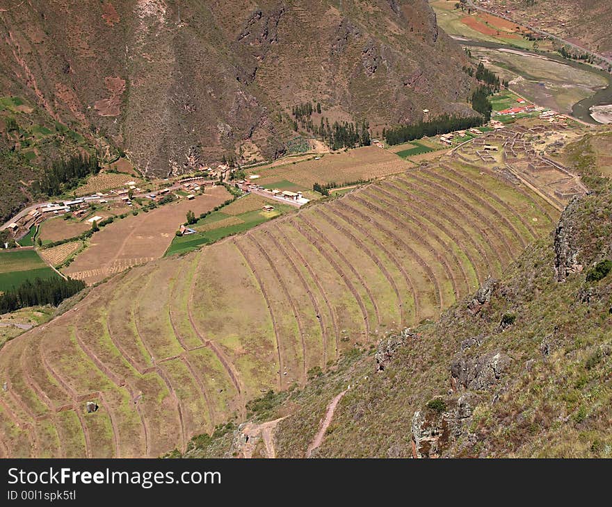 Pisac, Peruvian Terraced Landscape in the Sacred Valley. Pisac, Peruvian Terraced Landscape in the Sacred Valley