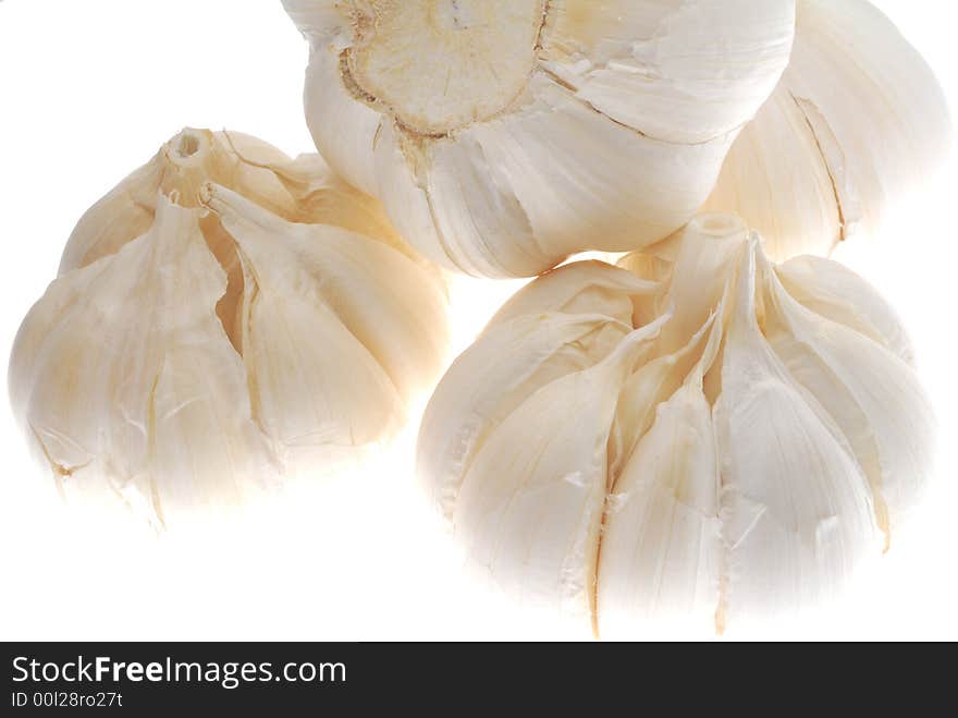 White garlics on light box