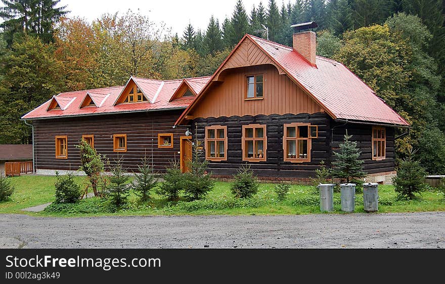 Photograph frame house - traditional architecture, Valassko, Moravia, Czech Republic; forester's lodge