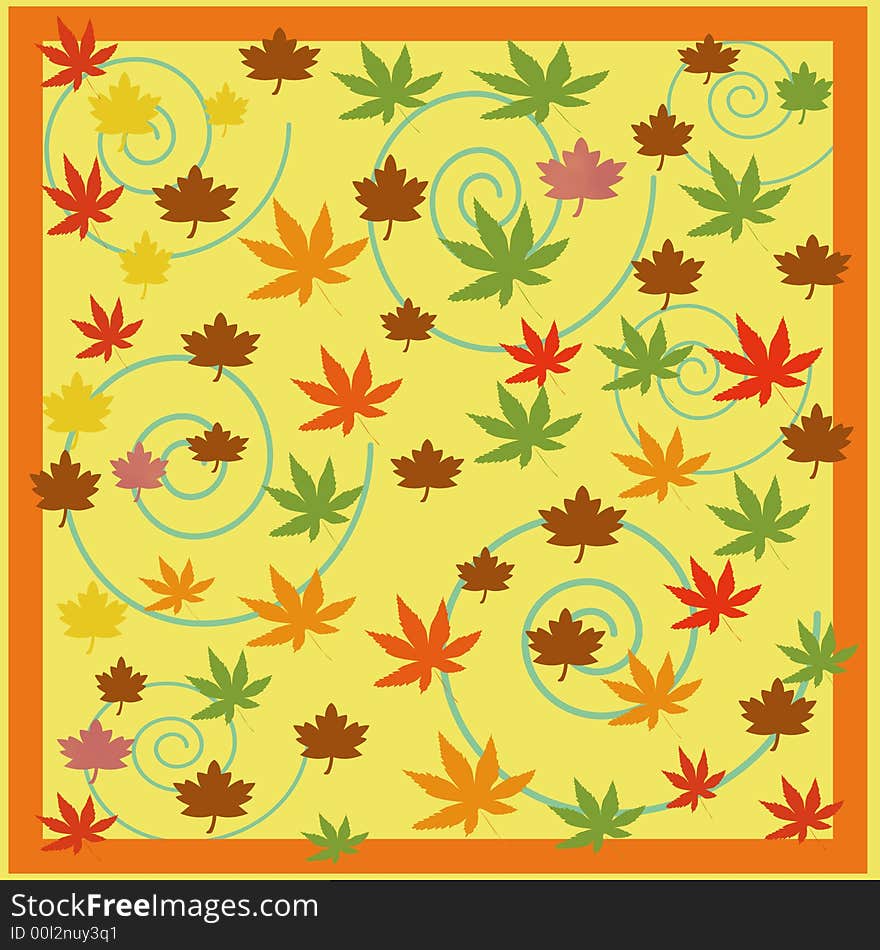 Autumn leaves in orange frame scattered on background. Autumn leaves in orange frame scattered on background