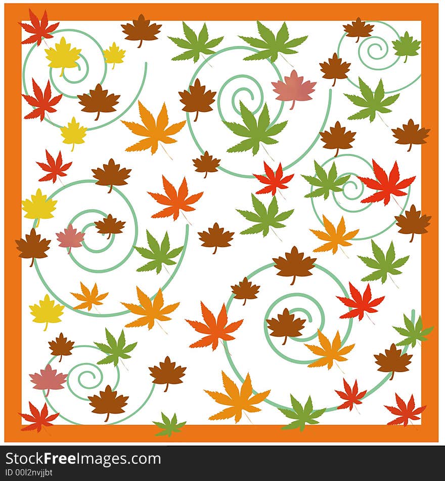 autumn leaves in orange frame scattered on background. autumn leaves in orange frame scattered on background