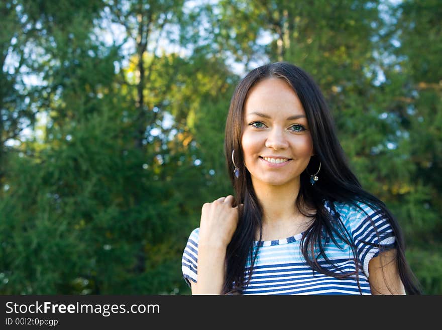 Portrait of young beautiful  black hair smiling woman. Portrait of young beautiful  black hair smiling woman.