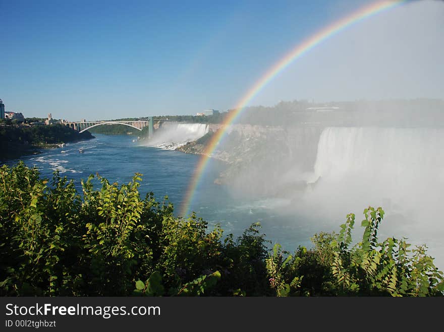 Bright rainbow on Niagara waterfalls. Bright rainbow on Niagara waterfalls