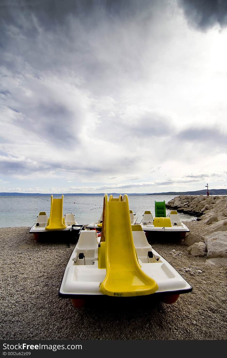 The treadle-boat on beach