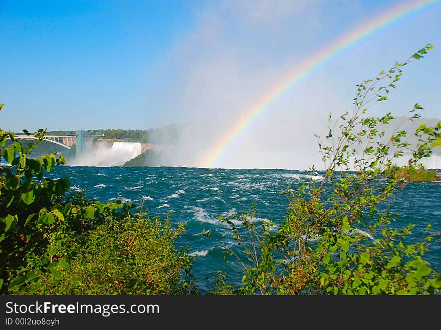 Bright rainbow on river Niagara