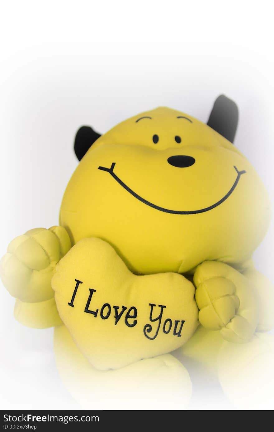 A yellow bear saying i love you. A yellow bear saying i love you