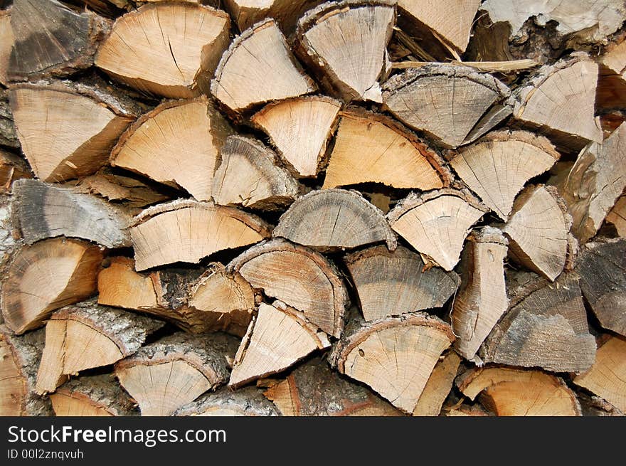 Close-up of a pile of chopped wood