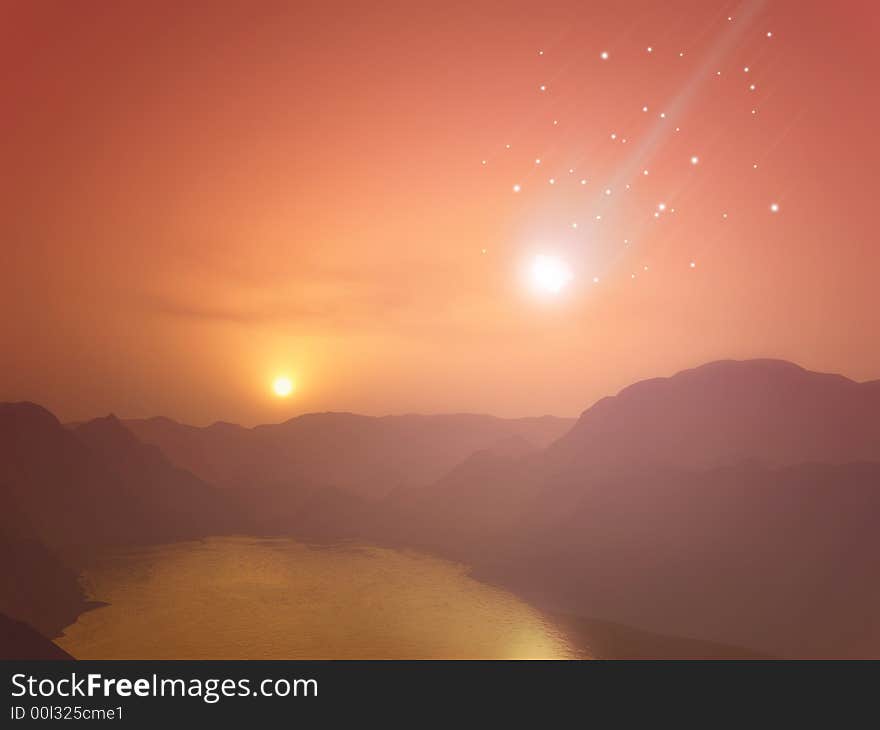 A Meteor in the sunset is an imaginary reconstruction