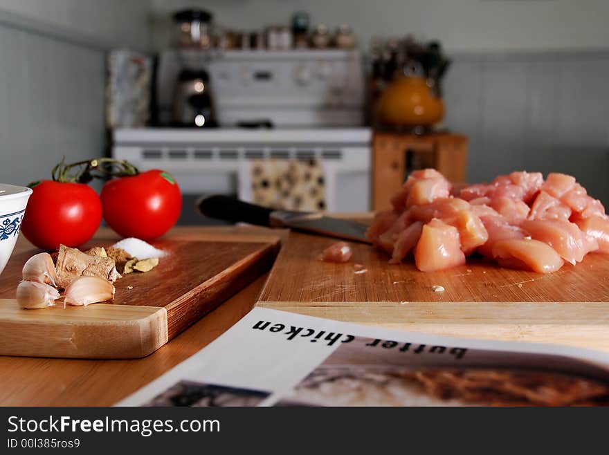 Preparing butter chicken, a traditional Indian dish