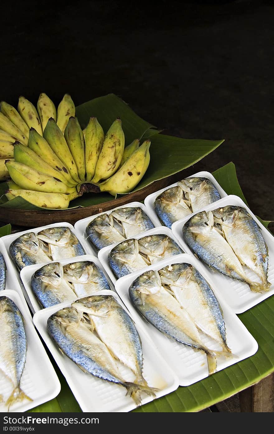 Fish and Banana's at a local market