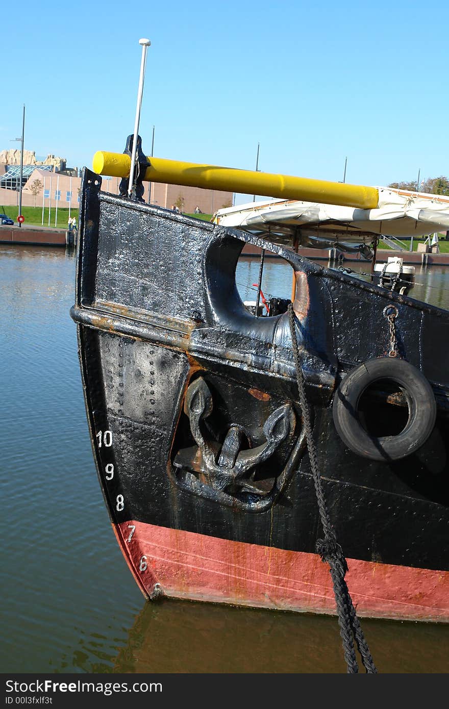 Bow of an old steam tug. Bow of an old steam tug