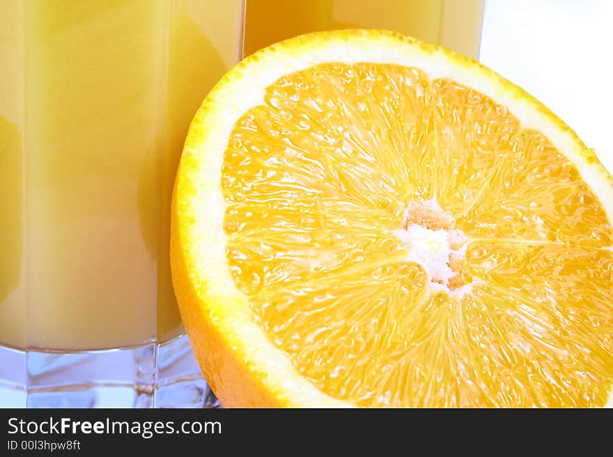 Juice Orange-fruits juice isolated on white