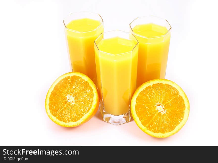 Juice Orange-fruits juice isolated on white