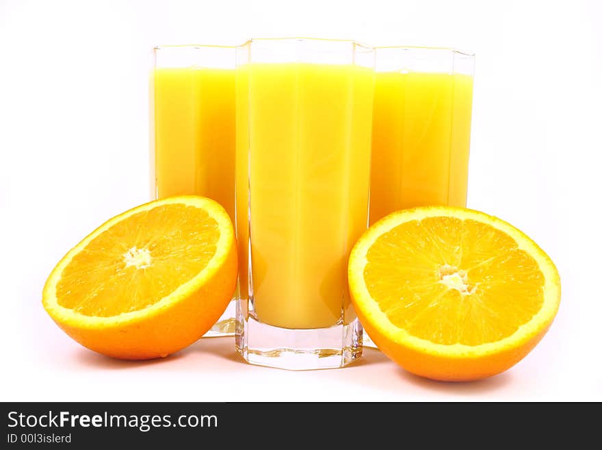 Juice Orange-fruits juice isolated on white