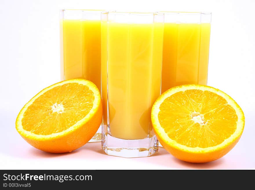 Juice Orange-fruits juice isolated on white