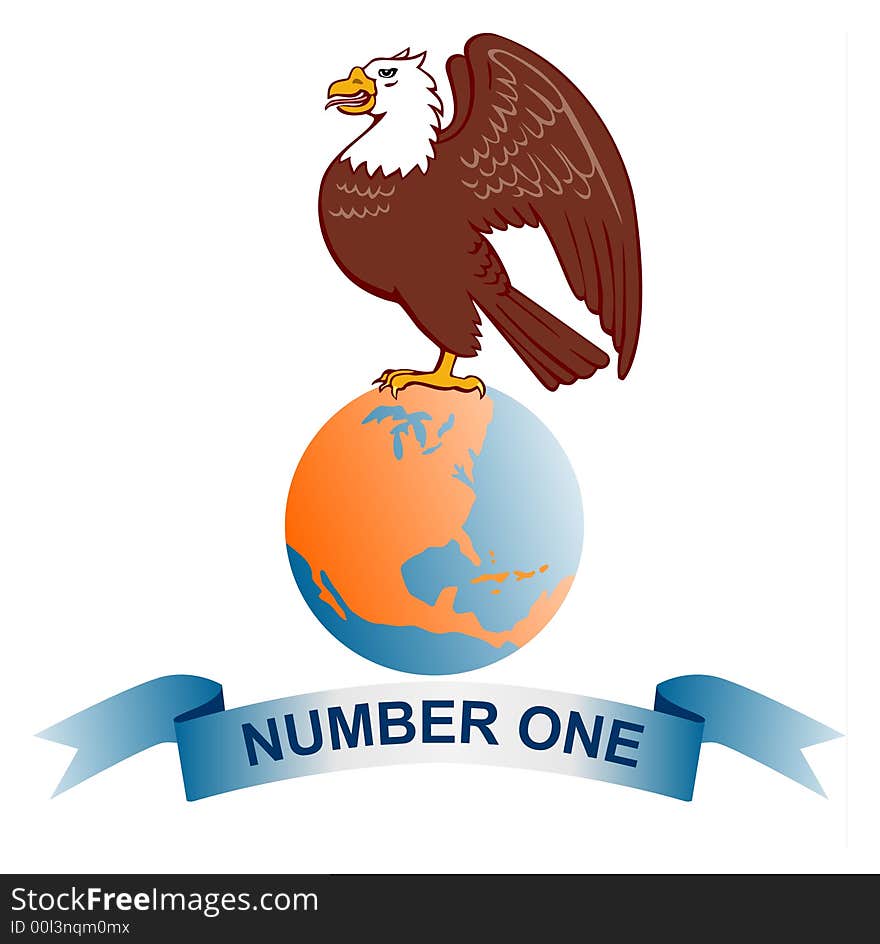 Vector art of a Bald eagle standing on globe