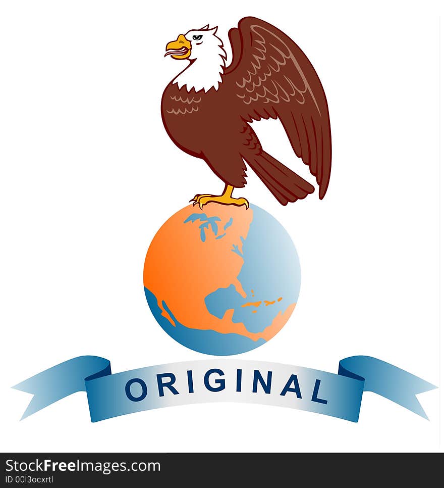 Vector art of a Bald eagle standing on globe