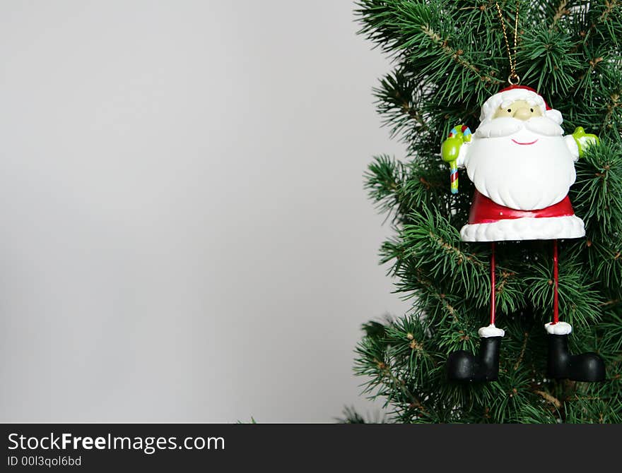 Christmas decoration with toy on white background