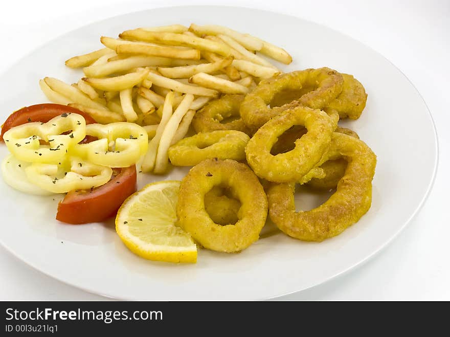 Fried squid with french fries