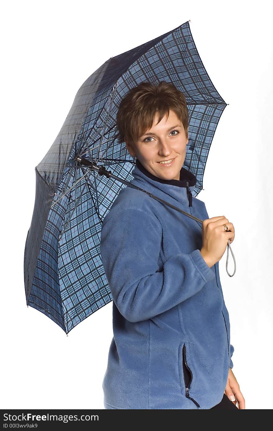 Portrait of young brunette with umbrella. Portrait of young brunette with umbrella