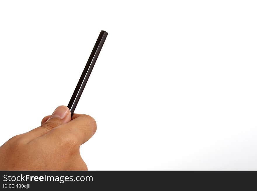 A pencil pointing to a white board