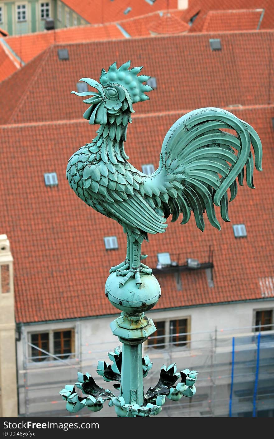 The aerial view of Prague City from the Top of the Cathedral of Sv Vit in Prague Castle