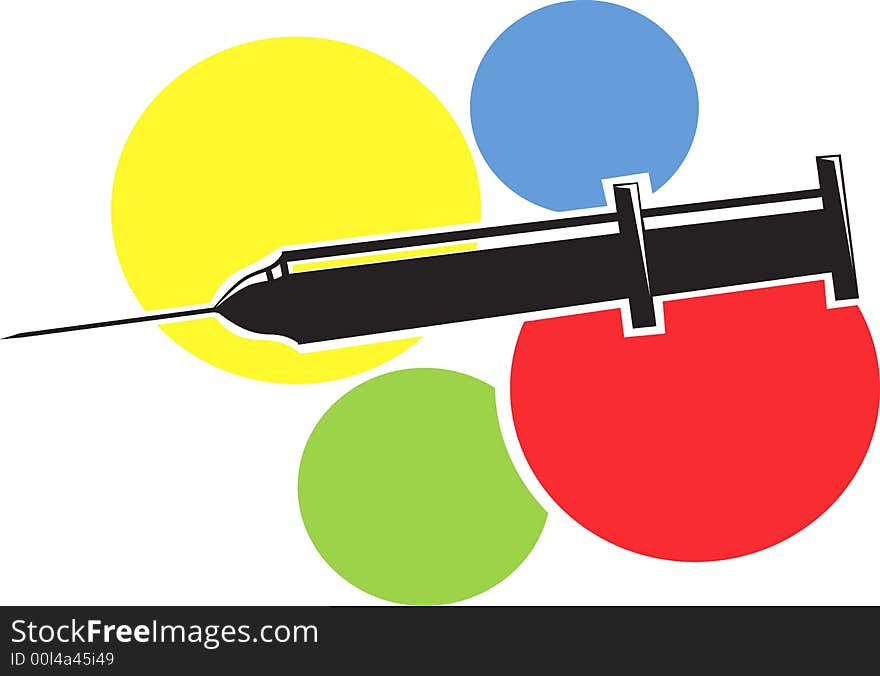 Syringe on four colour background