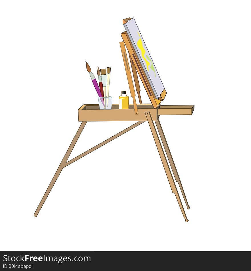 Easel with all tools