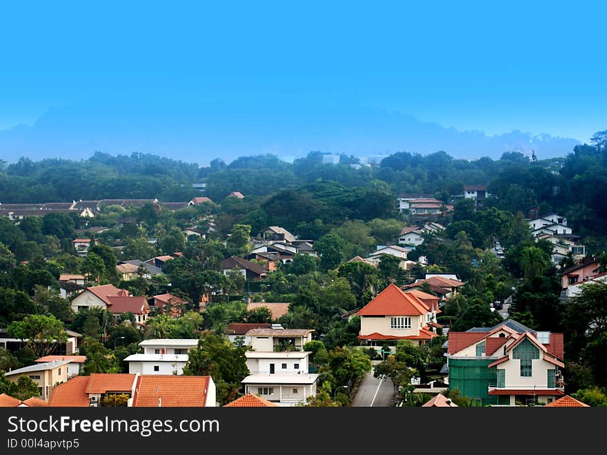 Housing estate and mountain