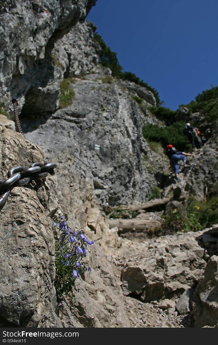 Climbers on the way to the summit. Climbers on the way to the summit